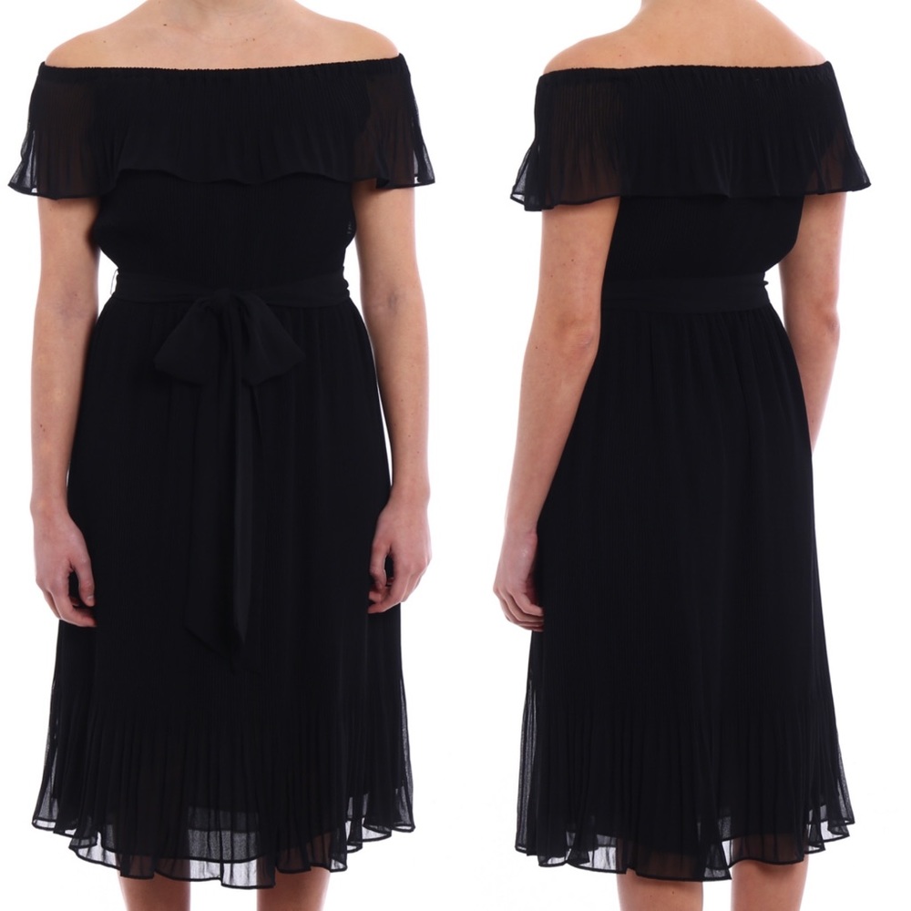 NWT Michael Kors Black Pleated Chiffon Dress
